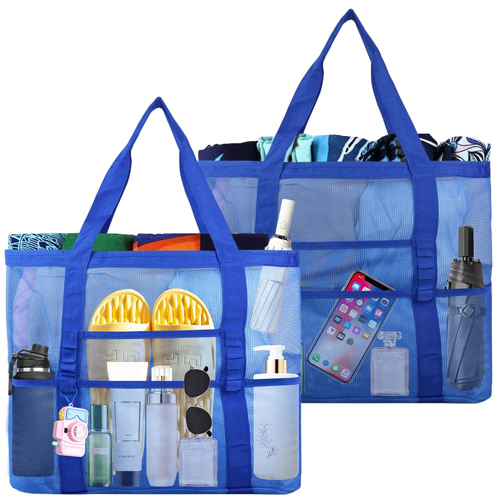 Large Women Men Summer Beach Shoulder Weekender Tote Bags for Family Beach Trip, Toys Storage Bags