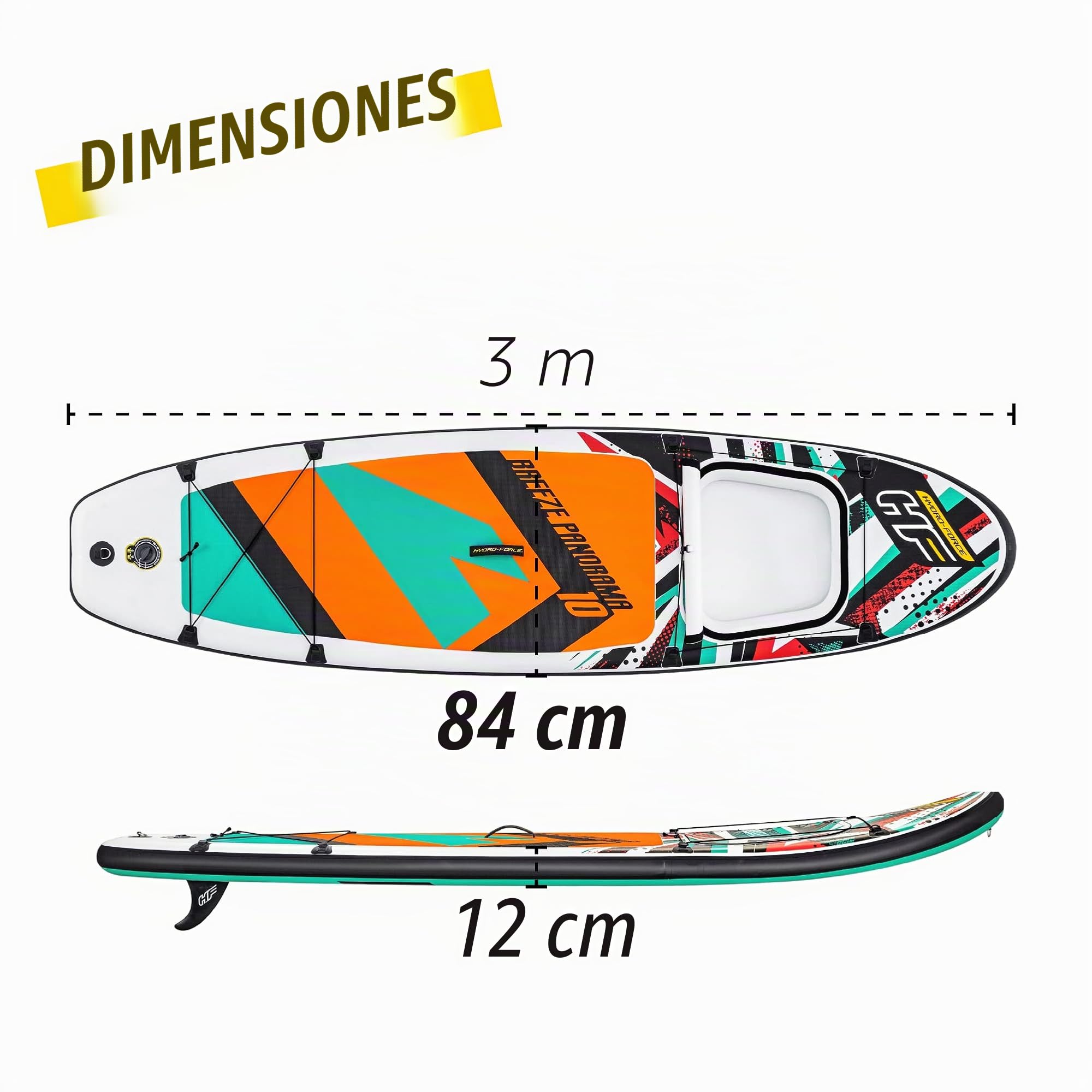 Bestway Hydro-Force Tabla de Remo Inflable | Juego Completo con Bomba de Mano, Bolsa de Viaje y Ventana integrada, Varios tamaños