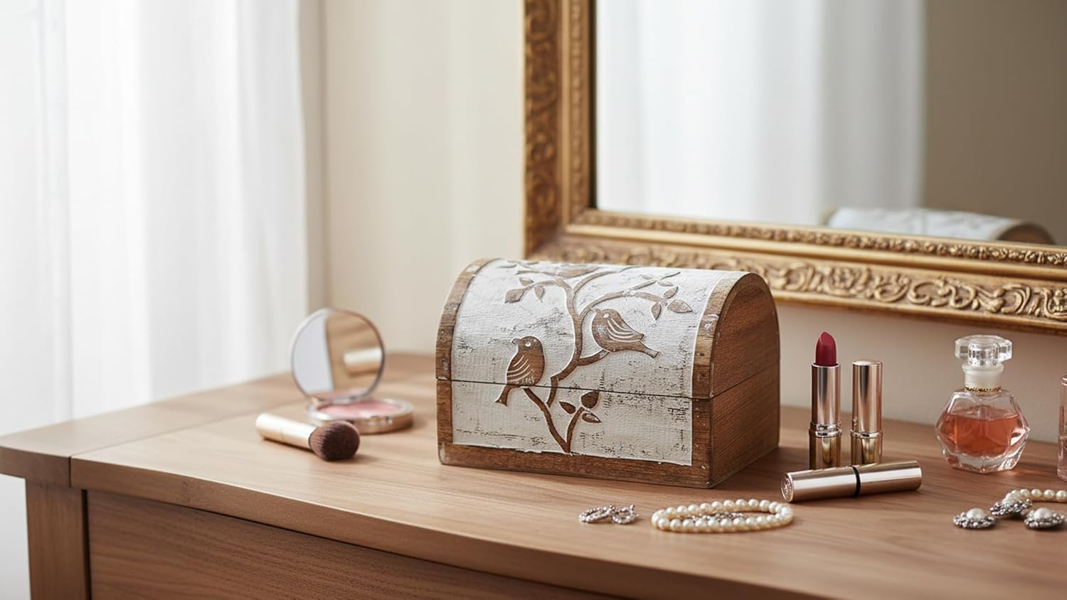 Great Birthday Gift Ideas Handmade Decorative Wooden Jewelry Box Jewelry Organizer Keepsake Box Treasure Chest Trinket Holder Watch Box Storage Lock Box Housewarming Gifts Men Women