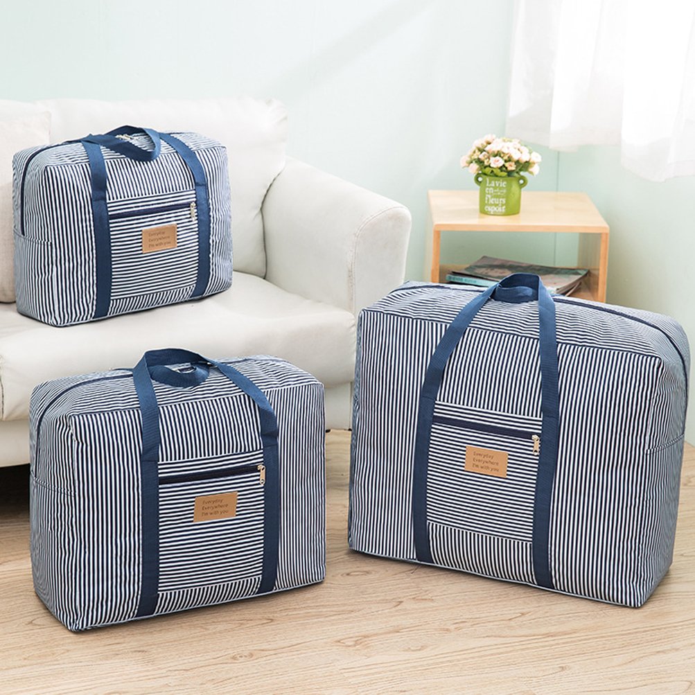Bolsa de almacenamiento con ahorro de espacio y tela plegable Oxford pack de 3 fundas azules