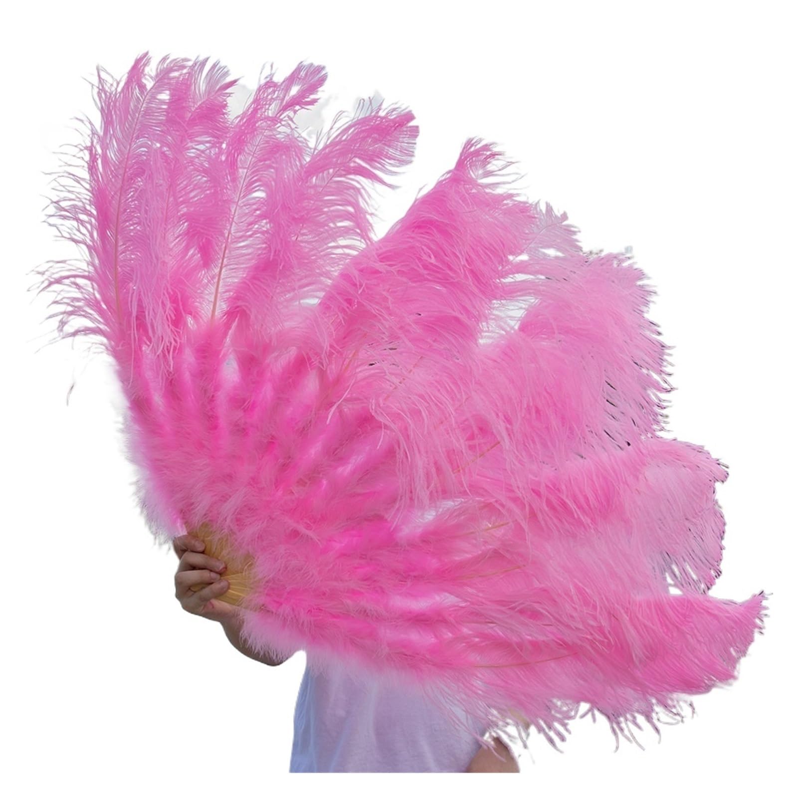 Éventail à main en plumes rose foncé pour décoration de fête d'Halloween