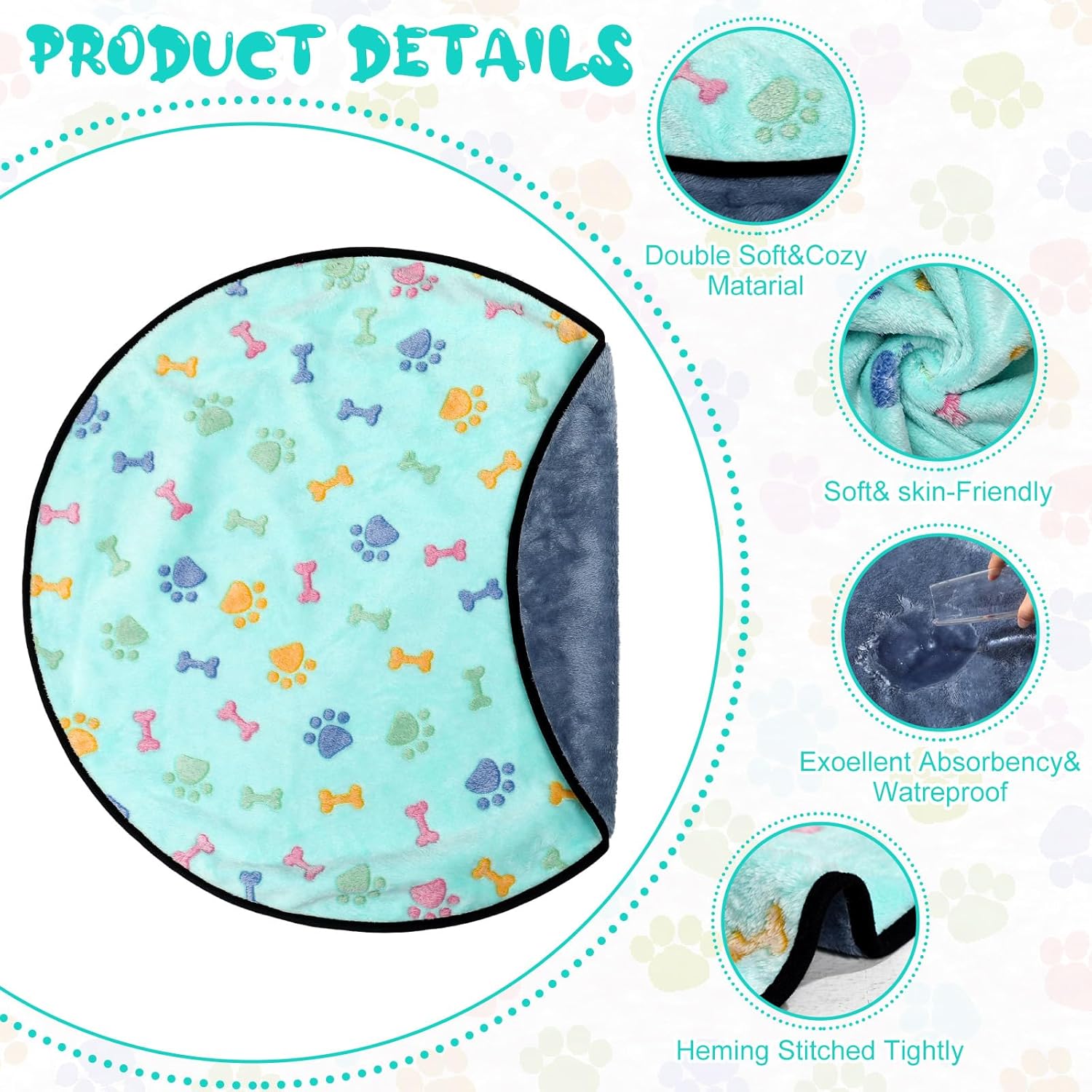 8 Pack Round Pee Pads for Dogs Washable 32'' Waterproof Whelping Pads Reusable Puppy Pads Anti Slip Pet Training Pads Absorbent Whelping Floor Pad Whelping Box Supplies for Crate Potty