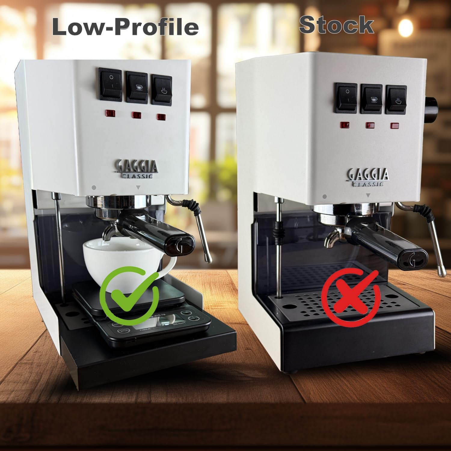 Low Profile Thin Drip Tray, Extended, Compatible with Gaggia Classic Pro