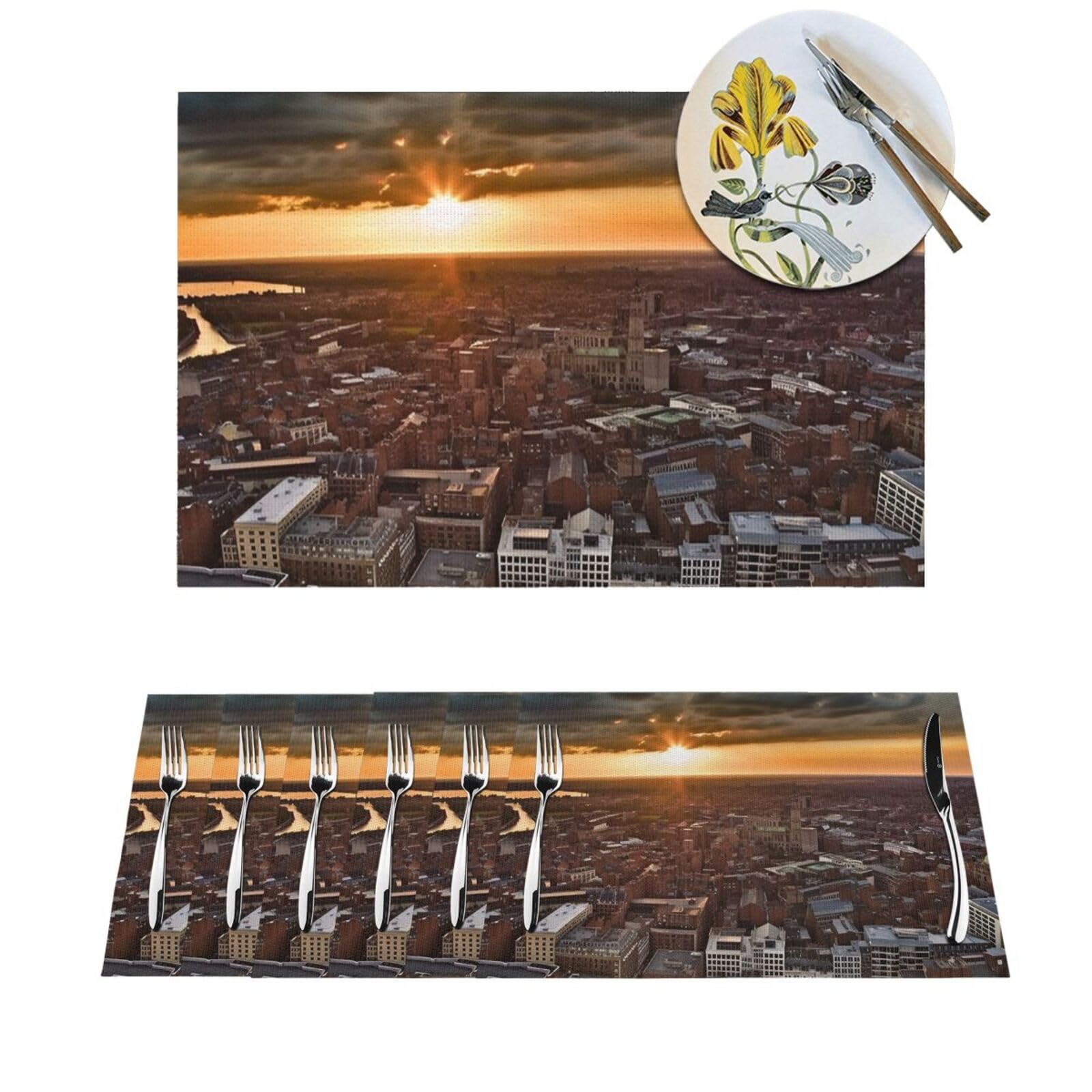 Set de table PVC lavable et antidérapant pour cuisine, lot de 4 sets tissés résistants au chaud