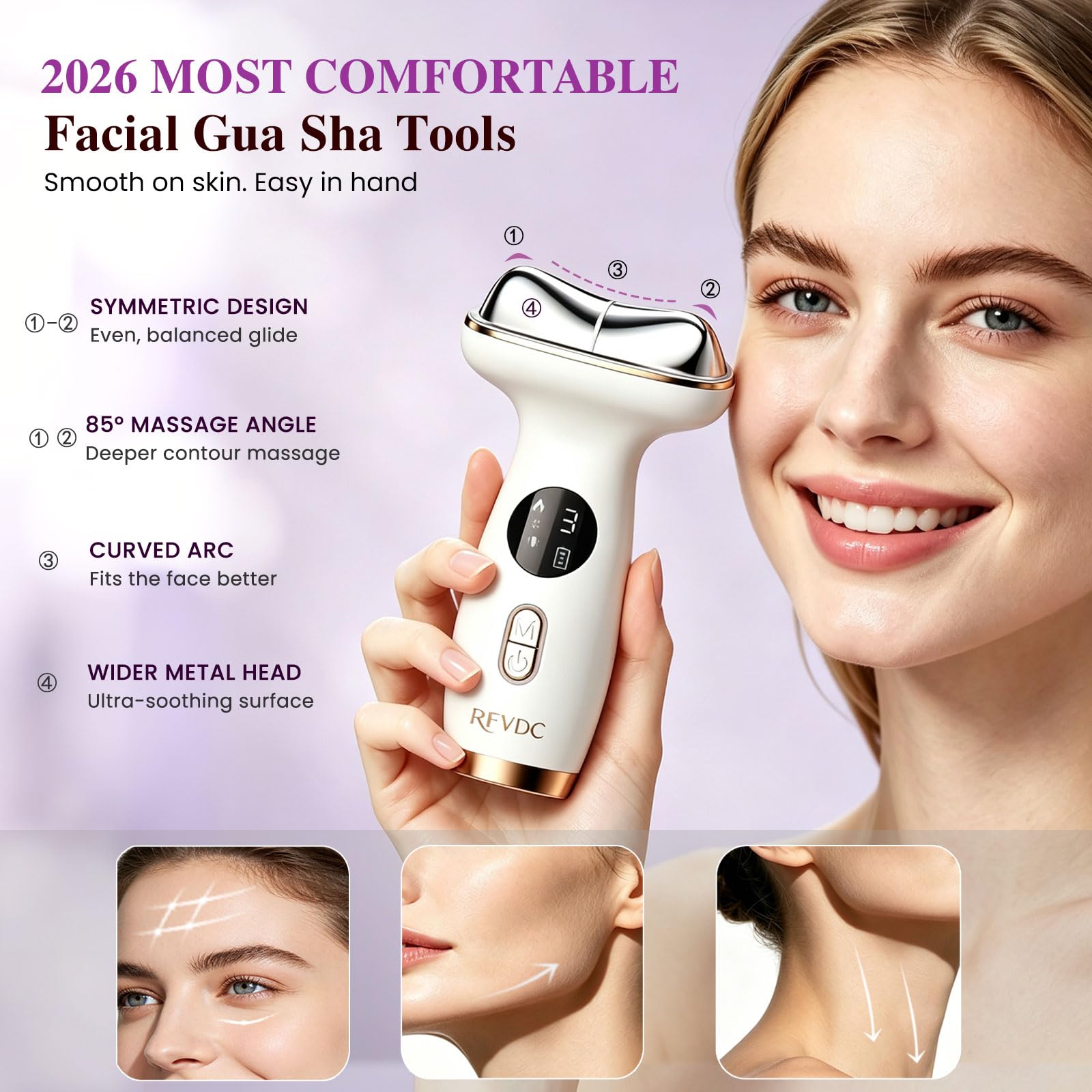 Cold and Heated Electric Gua Sha Facial Neck Massager with LED Red Light