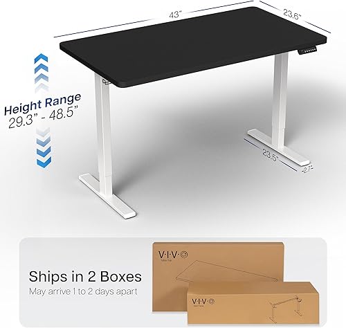 Vista 955 de VIVO DESK-KIT-1W6G - Escritorio eléctrico de pie de 60 x 24 pulgadas, ajuste de altura de memoria, serie 1B, parte superior de nogal oscuro de una