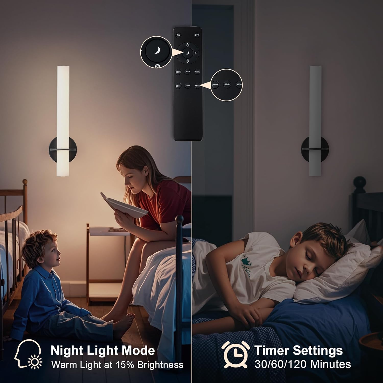 EaEa 2 Stück Akku Wandleuchte Innen mit Fernbedienung Ohne Stromanschluss 6000mAh LED Wandlampe Kabellos Dimmbar Wand Nachttischlampe Touch Dimmbar USB Aufladung Wandbeleuchtung Ohne Kabel,Schwarz