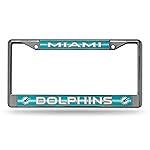 NFL Miami Dolphins Bling Chrome License Plate Frame with Glitter Accent