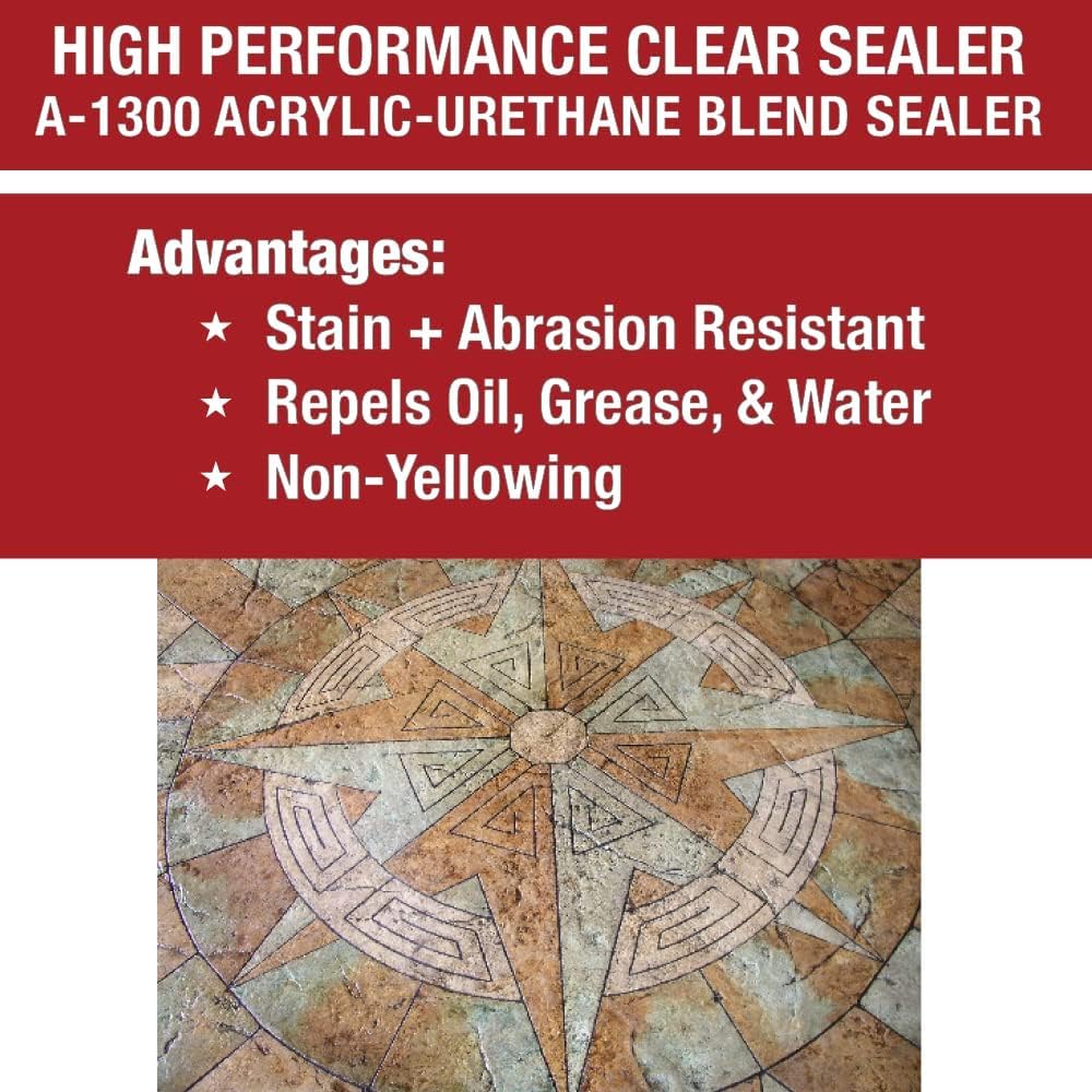 Concrete Stain and Sealer in 1 - Slate - Semi-Opaque Topical Stain for Wood, Concrete, Stone, Tile, Decks, Floors, Cement, Porches, Brick, and More - Decorative Color Stains (1 Gallon)