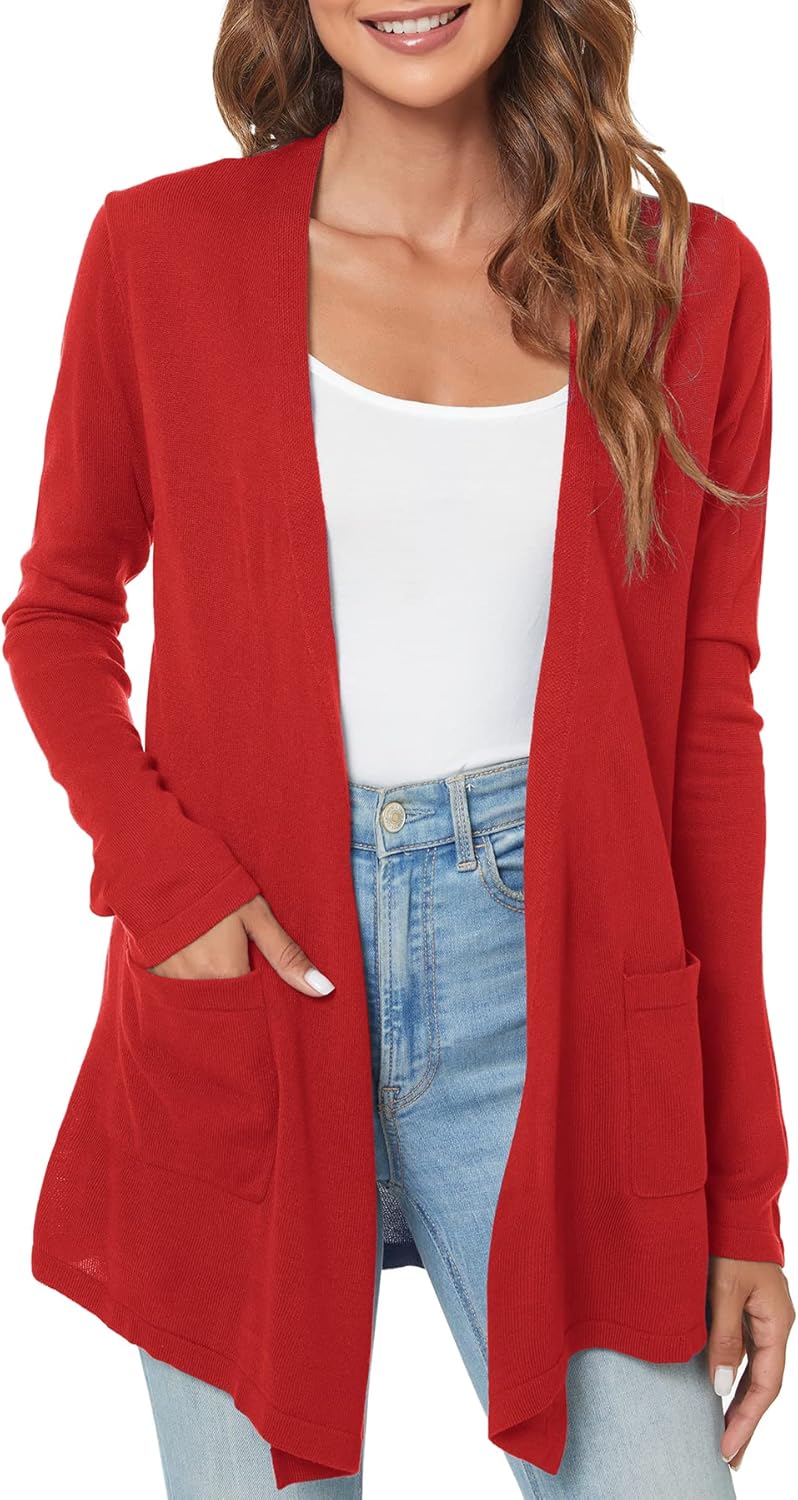 Urban CoCo Women's Long Sleeve Open Front Lightweight Cardigan Sweaters with Pockets - Image 4