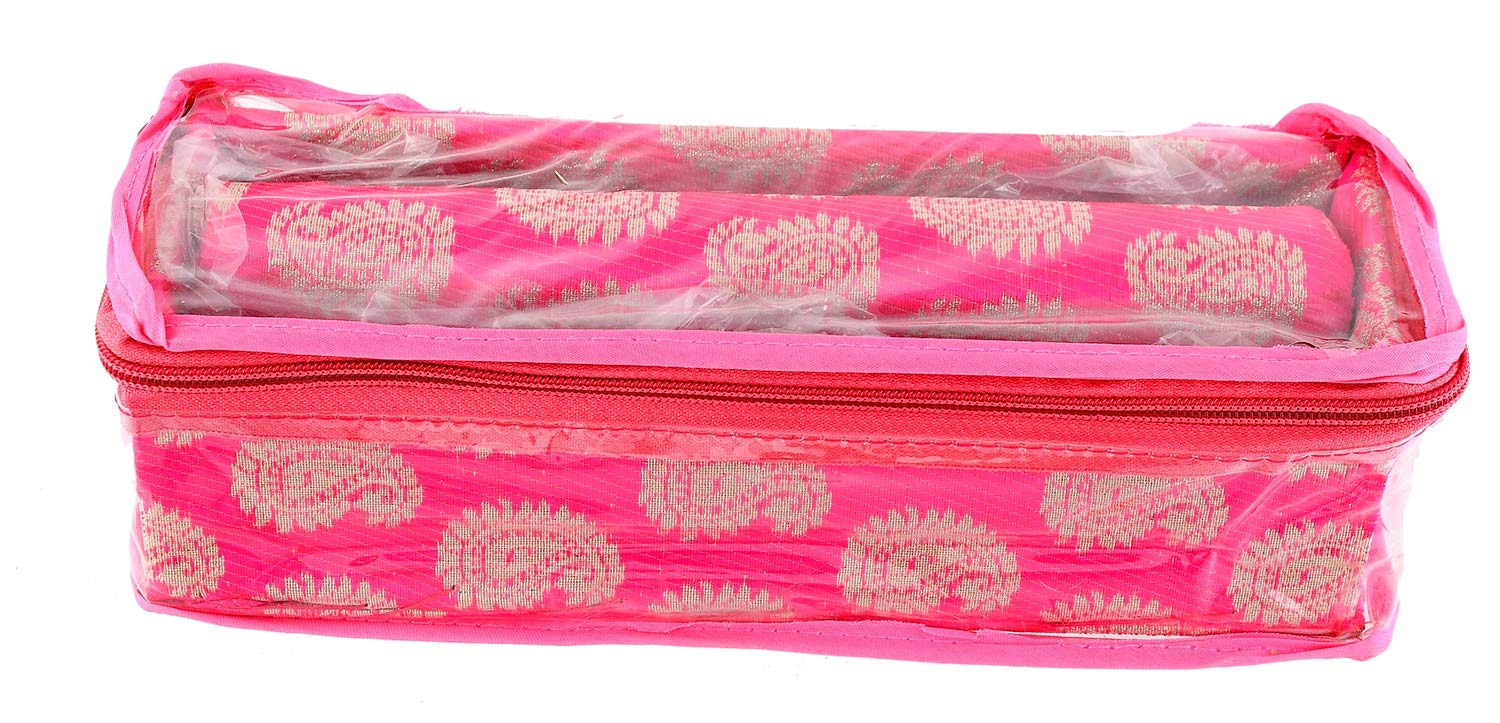 Kuber Industries Carry Design Brocade Hardboard One Rod Bangle Box (Pink) -CTKTC038786