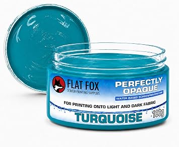 Flat Fox Screen Printing Opaque Water Based Fabric Inks Turquoise, 100g