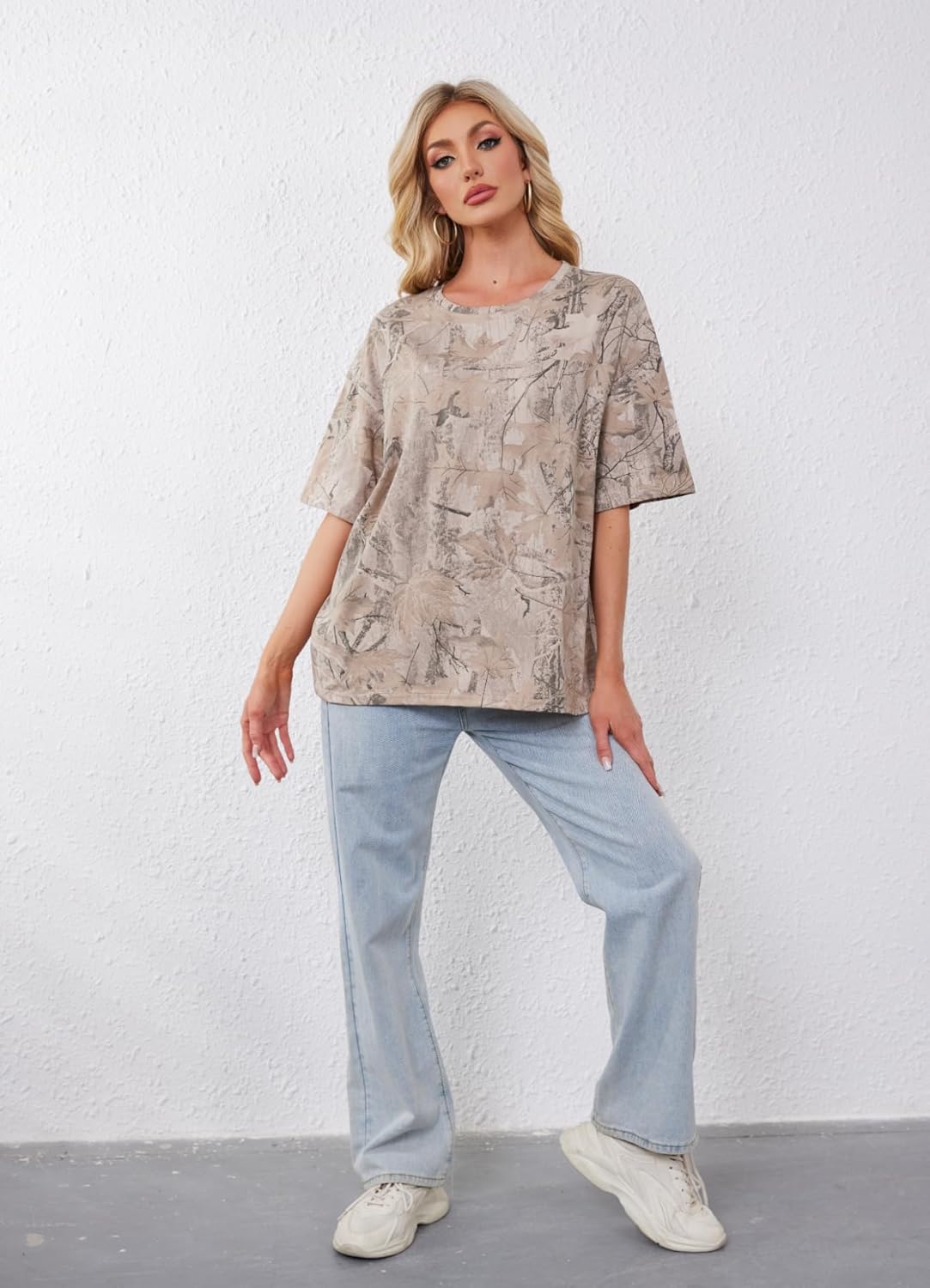 Camo Shirt for Women Mens Maple Leaf Print Camouflage T Shirt Summer Short Sleeve Oversized Camo Tee Shirts Tops - Image 6