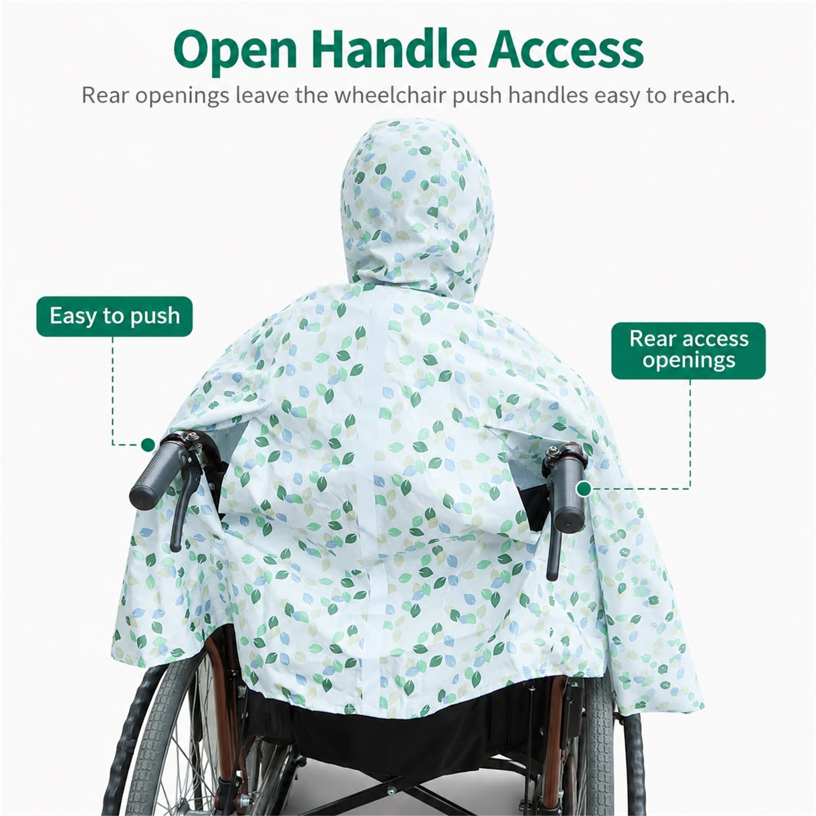 Poncho Przeciwdeszczowe na Wózek Inwalidzki i Skuter Osłona Przeciwdeszczowa dla Seniorów Wodoodporna Peleryna z Paskami Odblaskowymi dla Dorosłych Granatowa(Green)