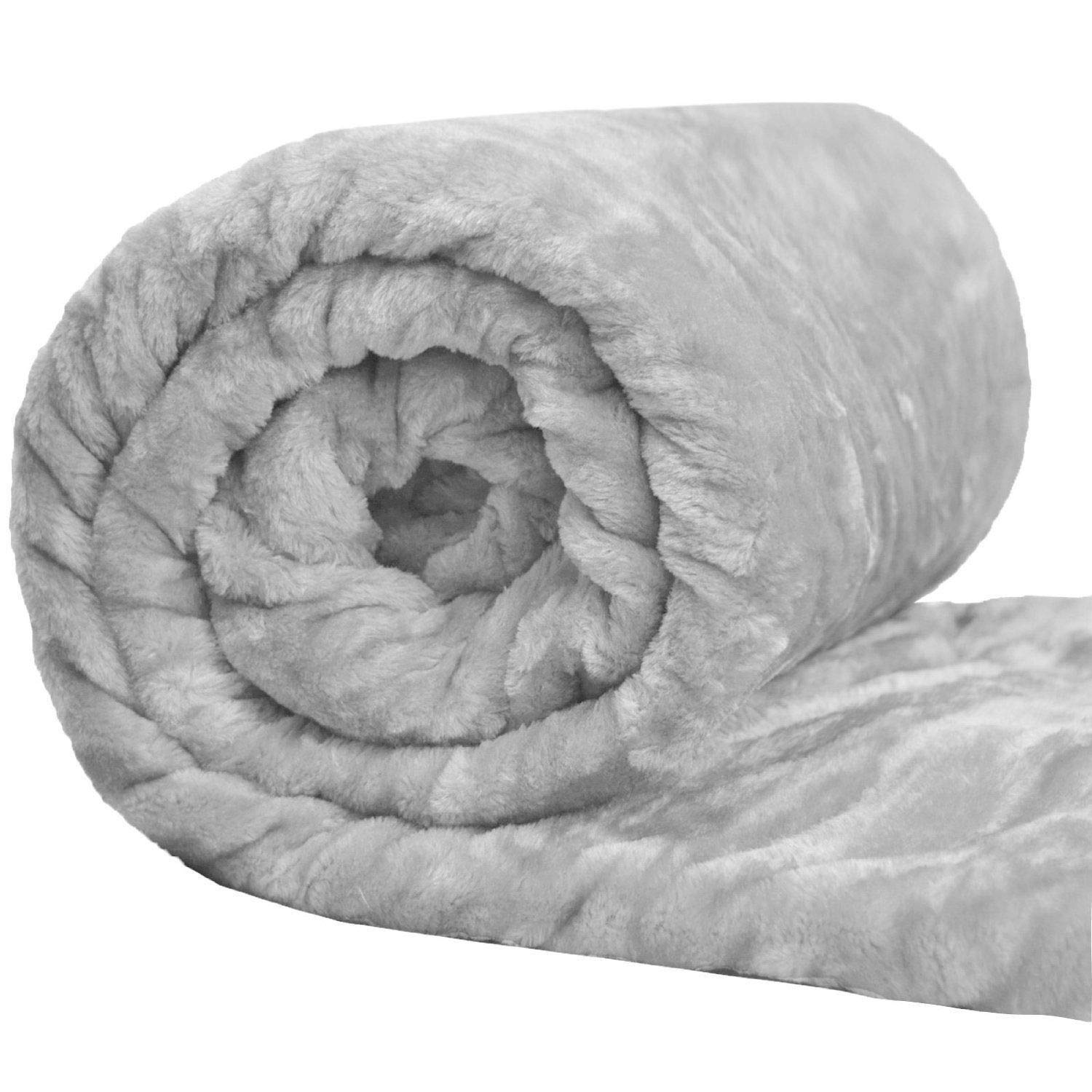 SI Silver Extra Large Mink Faux Fur Throw King Size 200cm x 240cm
