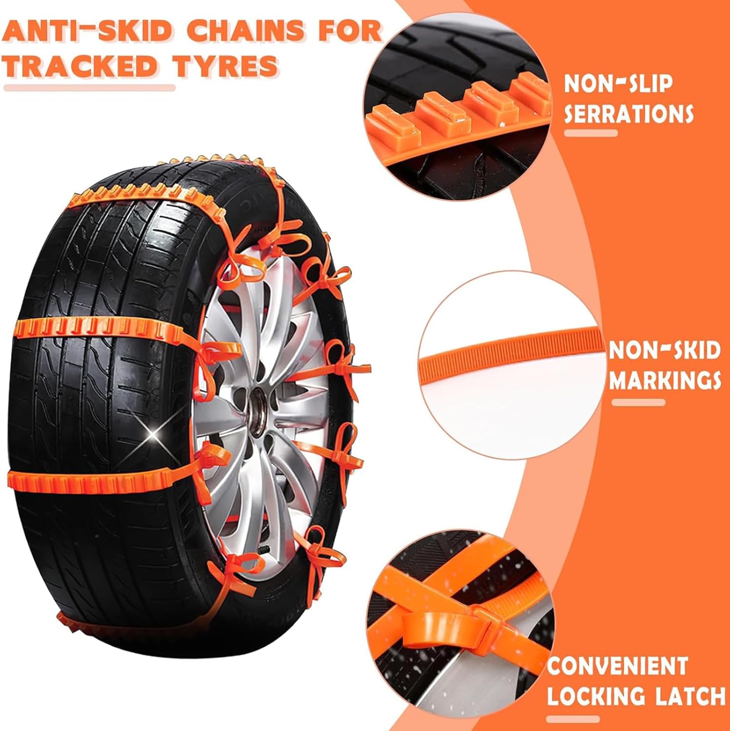 20 Pcs Car Winter Tire Snow Chains for Honda HR-V EV 2025, Adjustable Emergency Traction Aid Universal Snow Tire Chains Cable Tie Protection Accessories