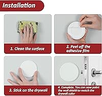 Vista 5 de Wideskall® Protector autoadhesivo para pomo de puerta redondo blanco (tamaño estándar de 3 pulgadas, 2.0 pulgadas)