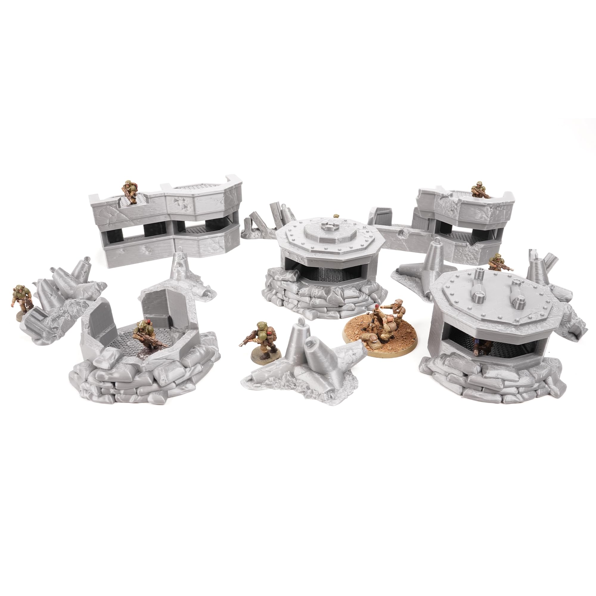 Tabletop Terrain War Bunkers Terrain Set - 28mm Scale for Wargames and RPGs