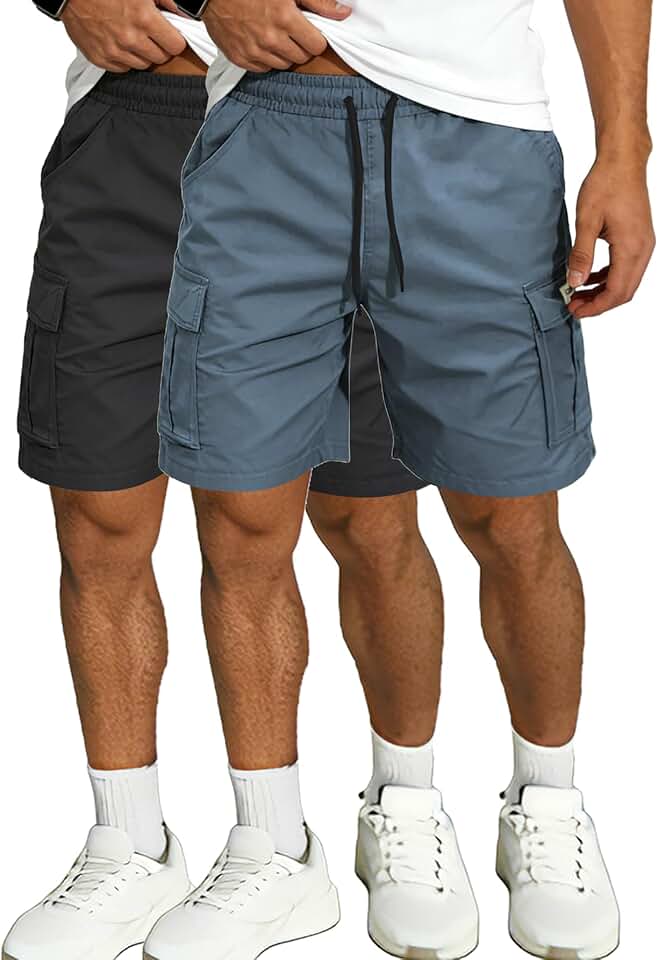 Hidkat Men's Lightweight Drawstring Cargo Shorts
