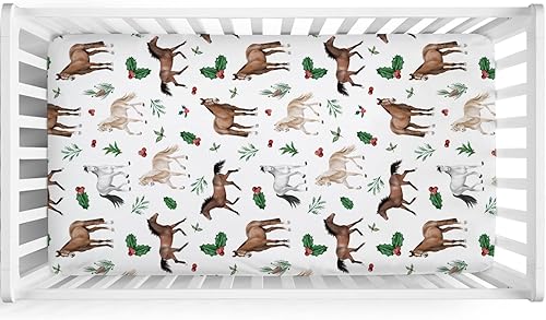 Miniatura 10 de Sábana bajera ajustable para cuna de bebé, diseño de animales del bosque, 52 x 28 pulgadas, diseño de animales de Navidad, oso, zorro, búho, hojas