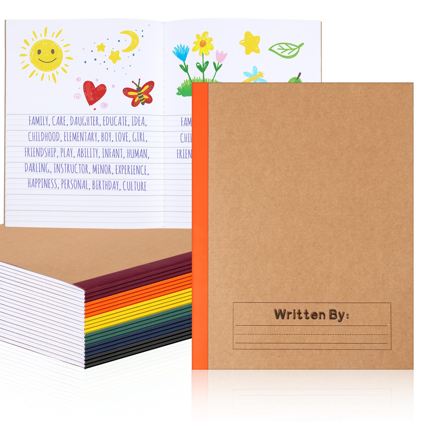 Henoyso 20 quaderni per composizione primaria da 22,9 x 19,5 cm, per bambini, forniture per il ritorno a scuola, quaderno per scrittura primaria K-2 per bambini e studenti, per disegnare e scrivere