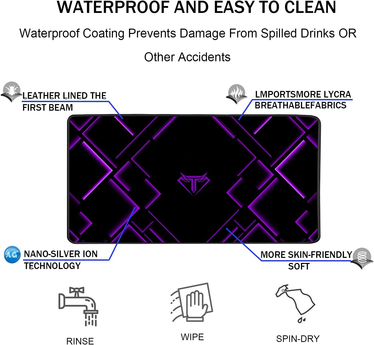  Large Extended Gaming Mouse Pad, Long Mouse Pads, Extra Large Big Mouse Pad with Stitched Edge, XXL Non-Slip Computer Computer Keyboard Mat for Gamer/Desktop/Office/Home, Purple thumbnail