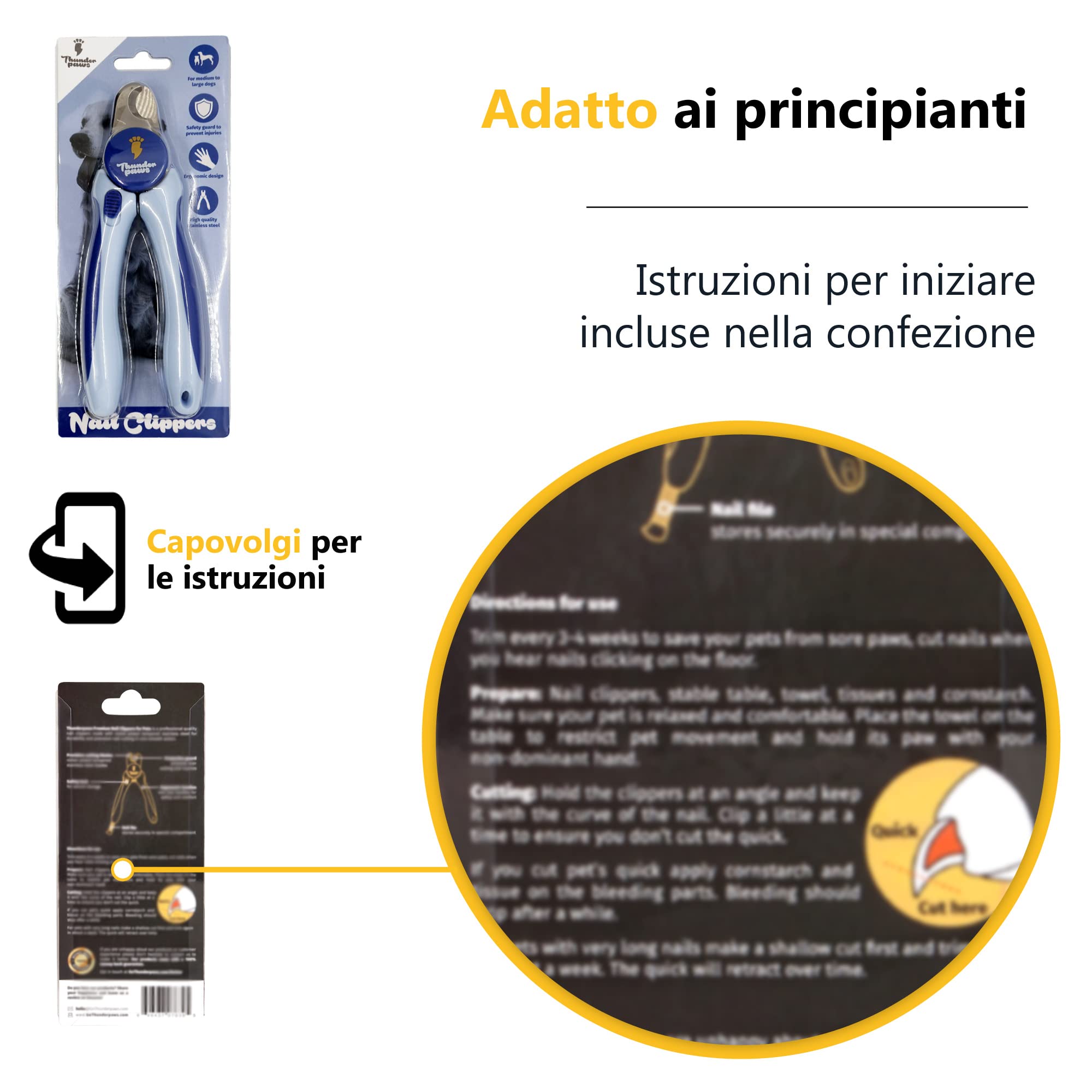 Thunderpaws tagliaunghie Professionale graduale per Cani con Blocco di Protezione, Serratura di Sicurezza e Lima per Unghie (Medio-Grande, Blue)
