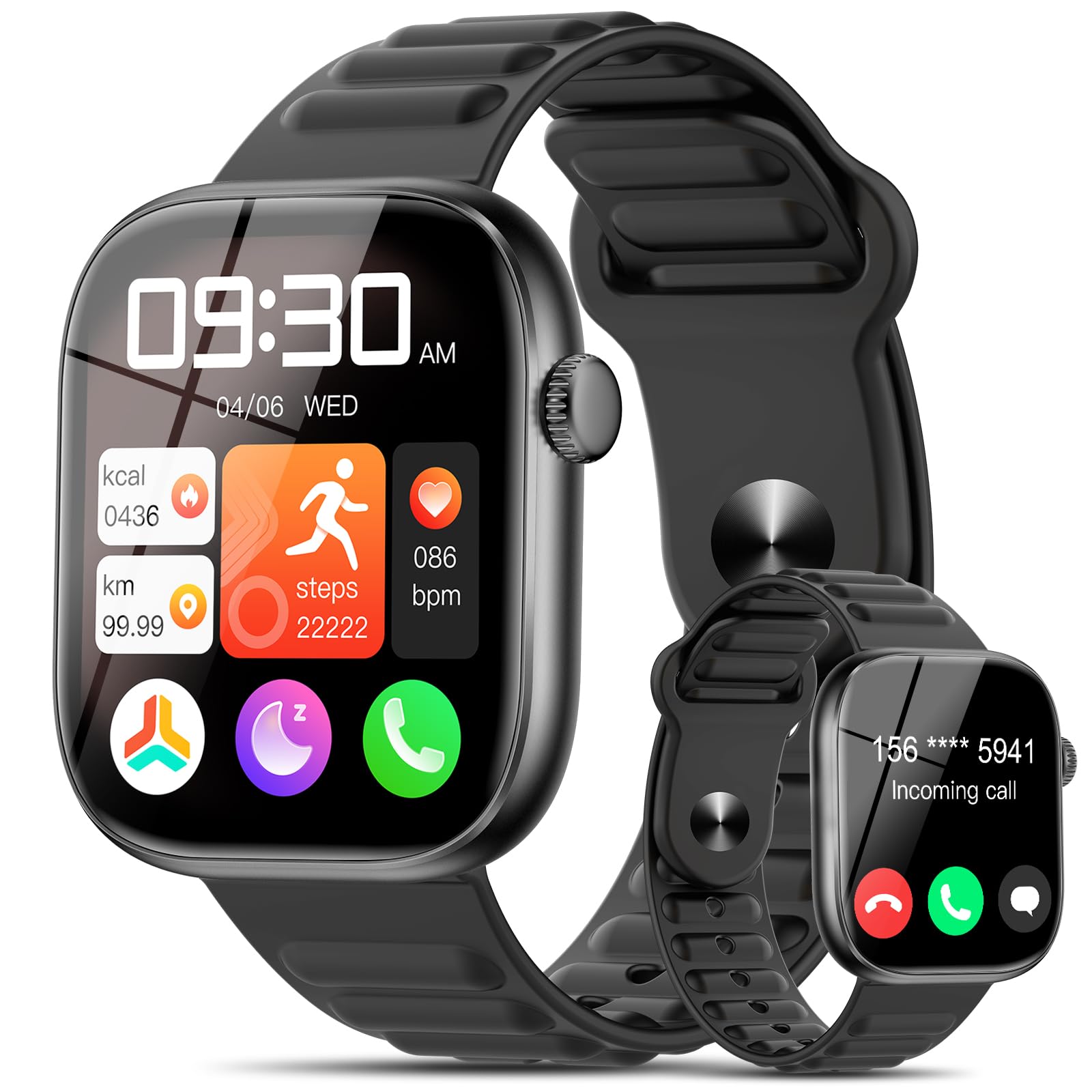 2026 Neu Smartwatch Herren Damen mit Bluetooth Anrufen/SOS-Notruf, 1,83" Gesundheitsuhr mit 24H Herzfrequenz SpO2 Schlaf/Apnoe-Monitor, Fitnessuhr Sportuhr mit Dynamisches Zifferblatt für iOS Android