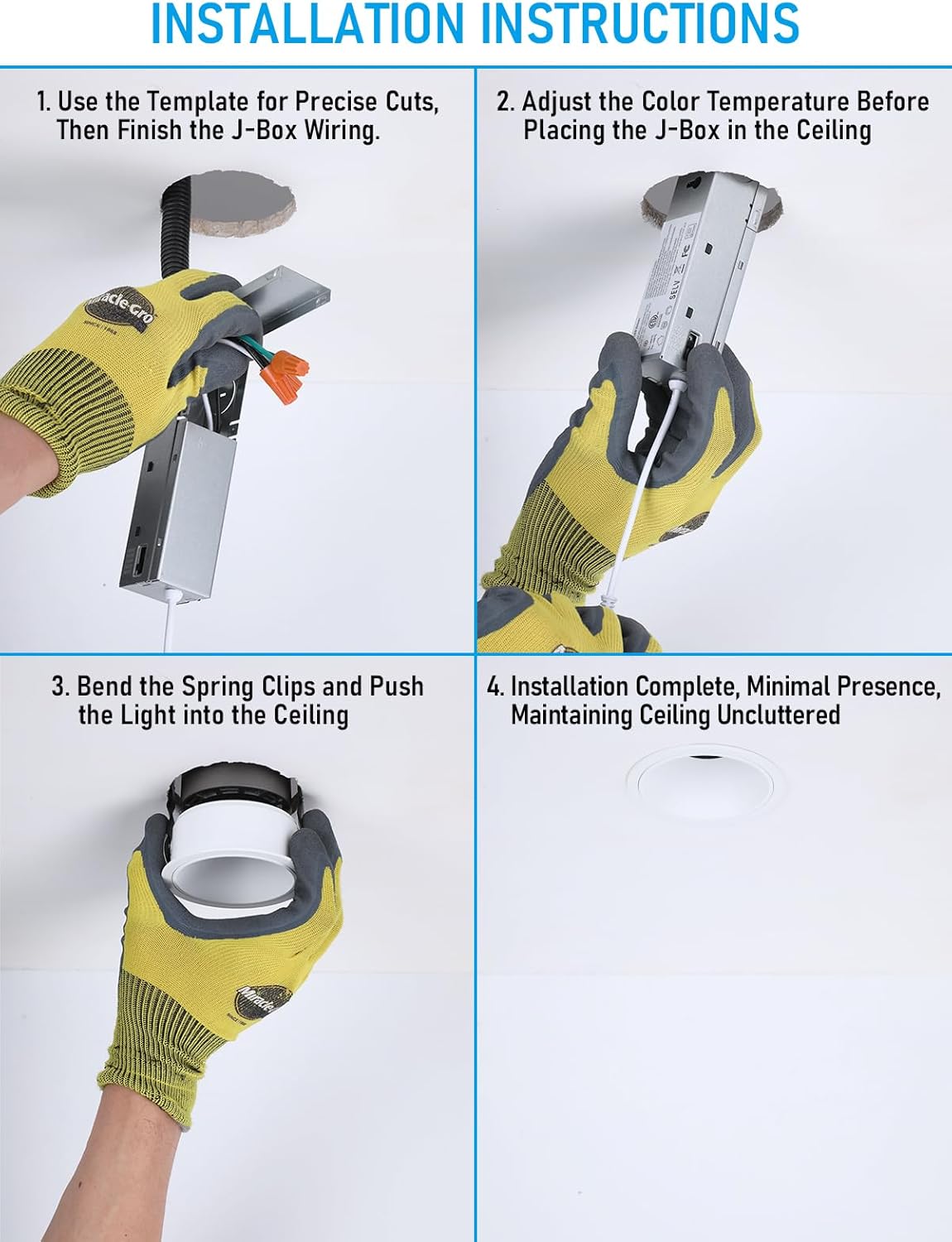 TORCHSTAR 3 Inch 5CCT Anti Glare LED Recessed Lights with J-Box, Deep Recessed Zero Glare Canless Downlight, Ultra-Slim Trim Gimbal Ceiling Light, 2700-5000K, Ultra Narrow Frame, ETL FCC, Pack of 4 - Image 9