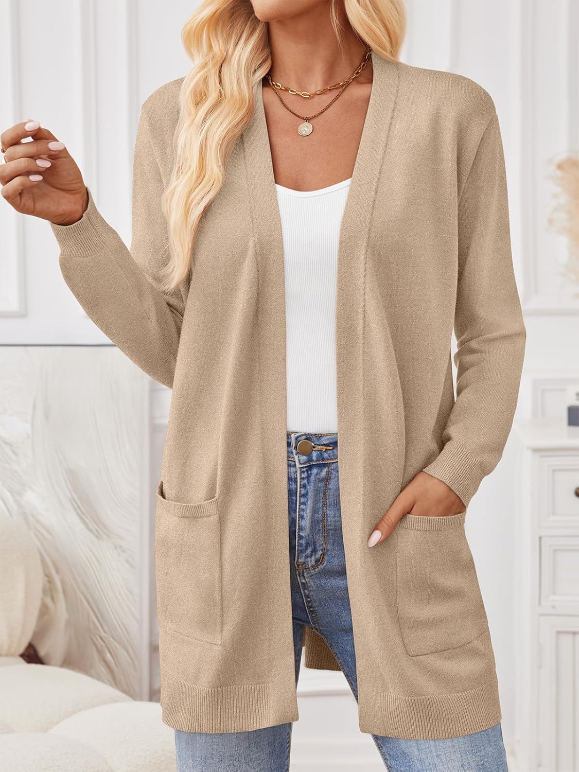 LILLUSORY Womens Long Cardigan Sweaters with Pockets Open Front Knit 2025 Fall Fashion Outfits Winter Clothes - Image 2