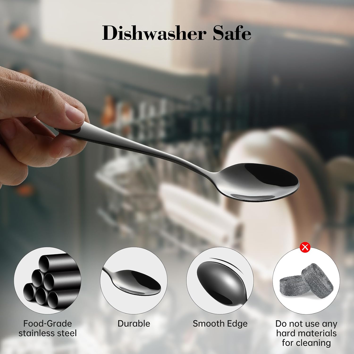 Coffee spoons small spoons 5.5inch espresso demitasse spoons 12pcs black silverware Food-Grade stainless steel,For Tasting, Dishwasher Safe