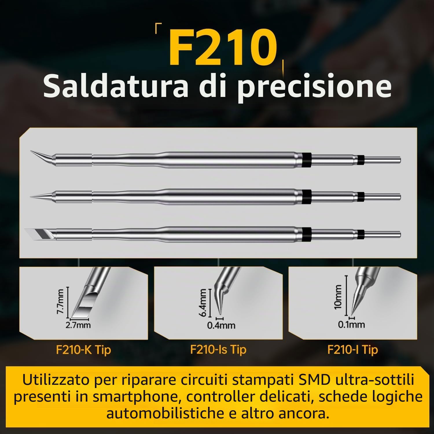FNIRSI DWS-200 200W Precisione Digitale Stazione Saldatura Kit con 9 Punte (F210*3 e F245*6) e 2 Mani Assistente, 3 Memorie Temperature, Modalità Temperatura/Curva, Display TFT HD 2.8"