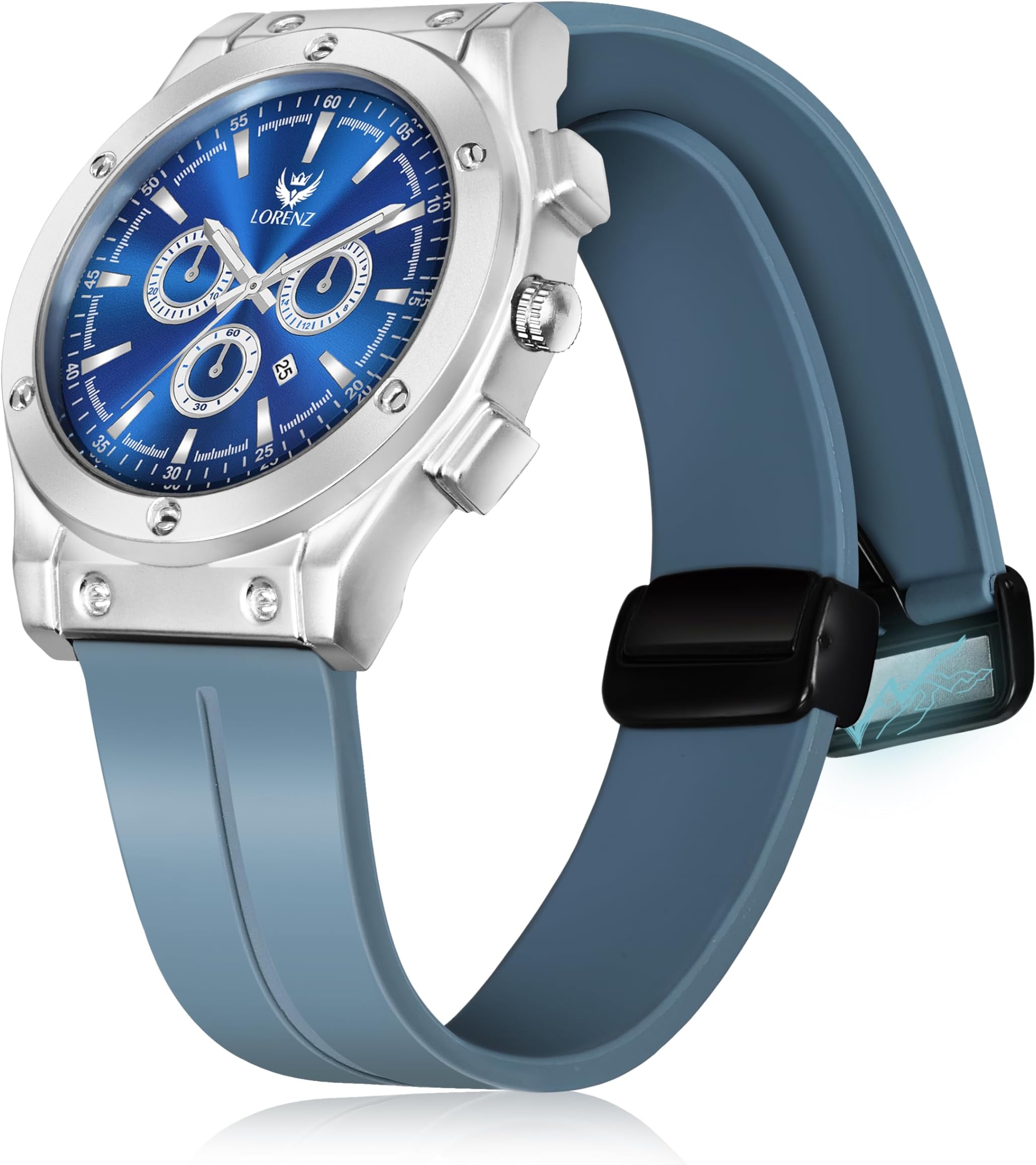 Blue Date Dial Analog Watch with Blue Magnetic Lock Strap | Watch for Men | MK-4086R