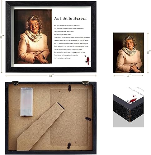 Miniatura 5 de WOODEXPE Caja de sombra conmemorativa LED para regalo de condolencias, marco de fotos conmemorativo para la pérdida de un ser querido, fotos de 4 x