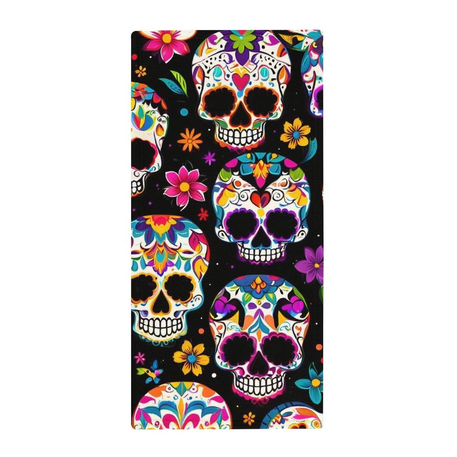 Anceky Quick-Dry Luxury Bath Towels, Sugar Skull Ultra Soft Hand Towels for Gym, Pool, Spa & Hotel Bathroom Essentials