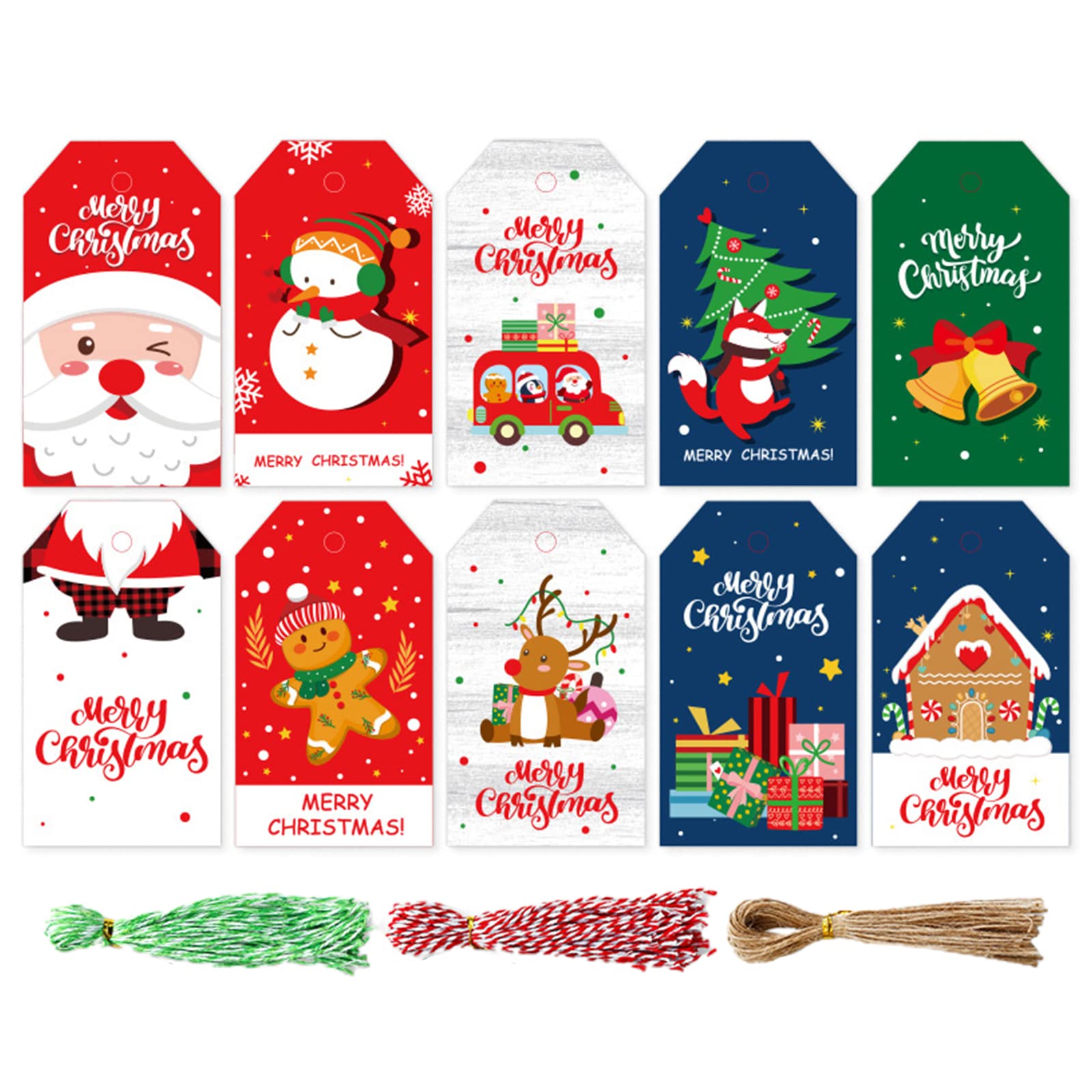 Tsophreniq 100 Pack Paper Tags with Twine for Holiday Present Wrap Label Package with String Attached Hanging