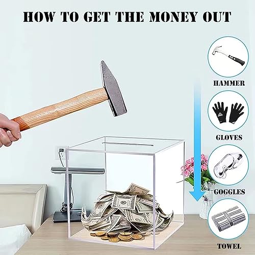 Miniatura 6 de Alcancía transparente para adultos y niños, caja de ahorro de dinero de acrílico, alcancía no se puede abrir para adultos, tarro de propina