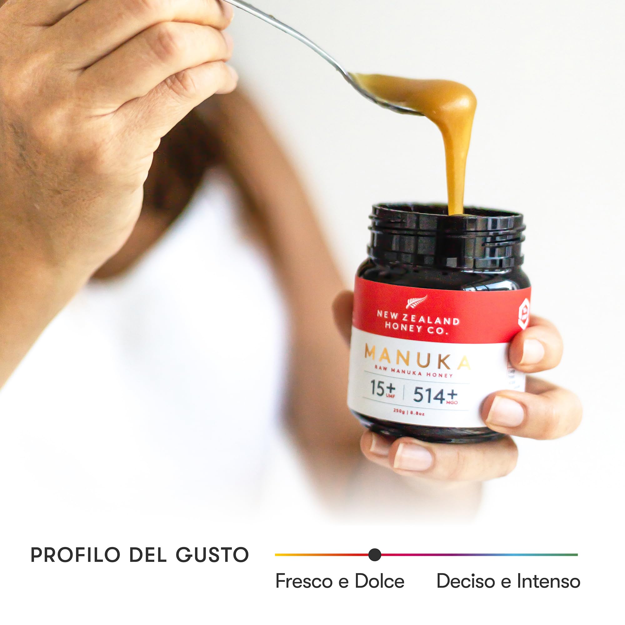 New Zealand Honey Co. Miele di Manuka MGO 514+ / UMF 15+ | Attivo e lordo | Prodotto in Nuova Zelanda | 250g
