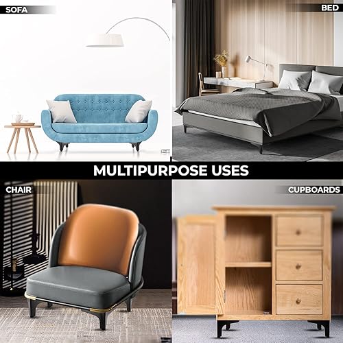 Miniatura 7 de NEWBYTEK Patas de metal ajustables de 4 pulgadas, juego de 4 patas triangulares para muebles, patas de sofá de estilo moderno, patas negras de