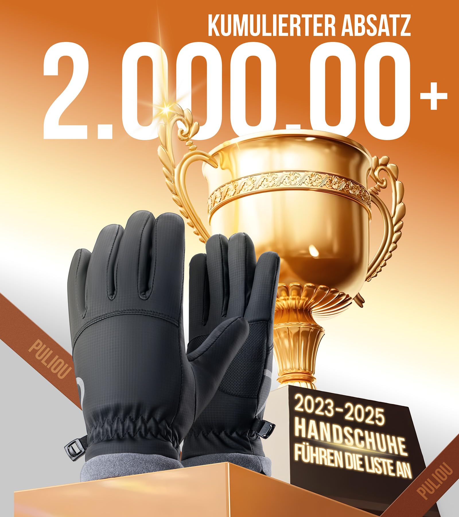 PULIOU Handschuhe Herren Damen Winter Thermo Fahrradhandschuhe Warme Winterhandschuhe Winddichte Touchscreen Laufhandschuhe Sporthandschuhe zum Laufen Radfahren Klettern