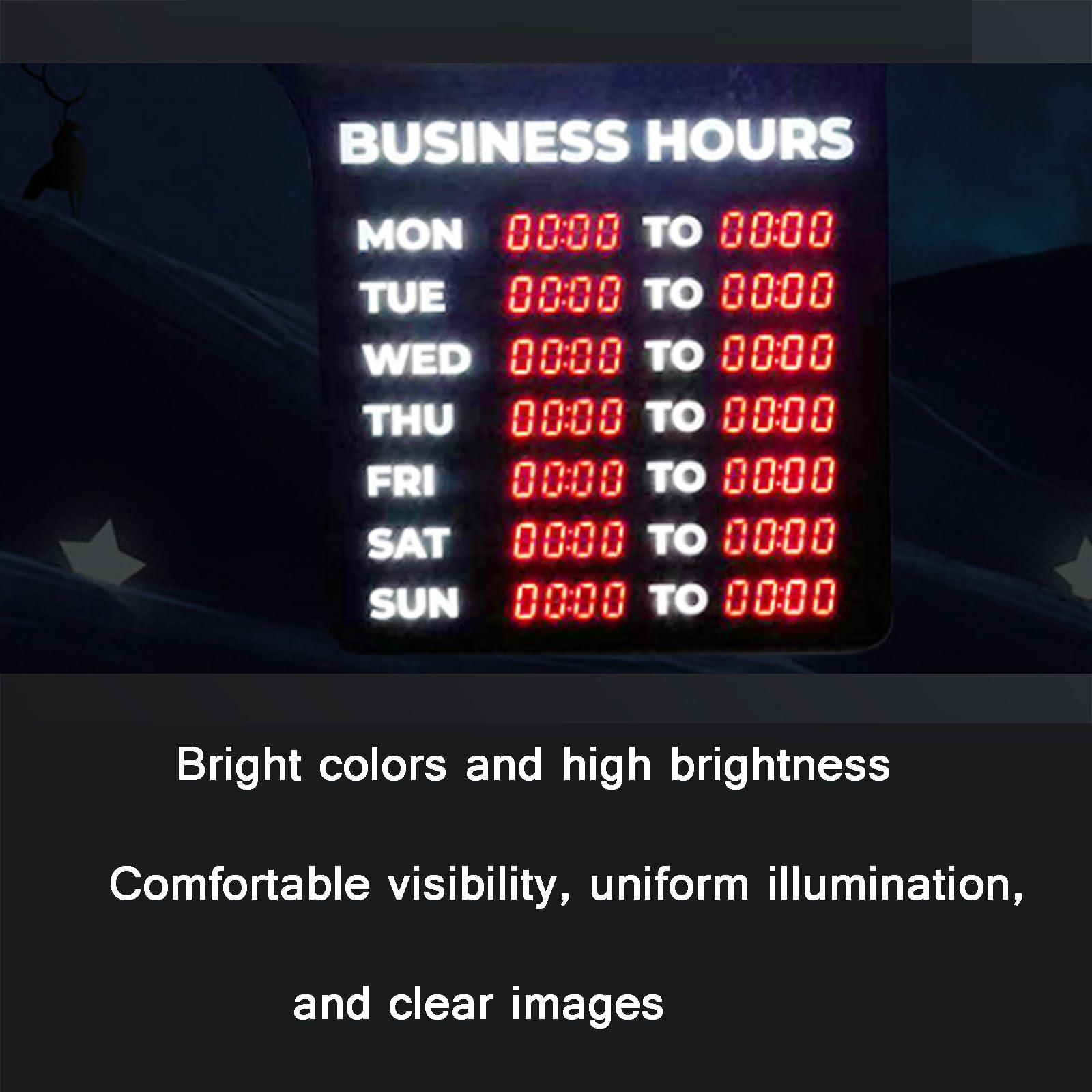 56 * 60 * 3cm Luz Letrero Abierto Eléctrico, Letrero Abierto LED con Semana Hora, Puede Establecer El Horario Comercial, 7 Modos Parpadeo Color, Bajo Consumo Energía, para Centros Comerciales