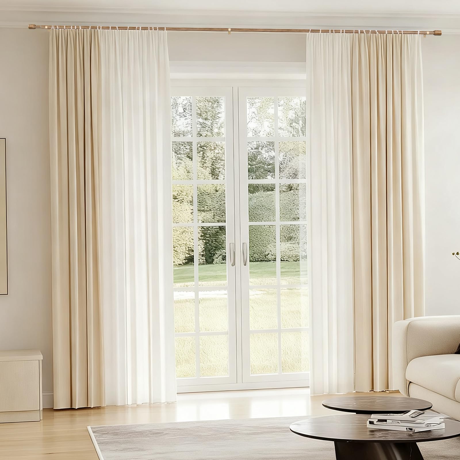 Best Wood Curtain Rods for 2026: Vetted Picks 3 Edidonson Curtain Rods 30-90 Inch, Adjustable Wood Grain Rods for Windows 1 Pack — product photo