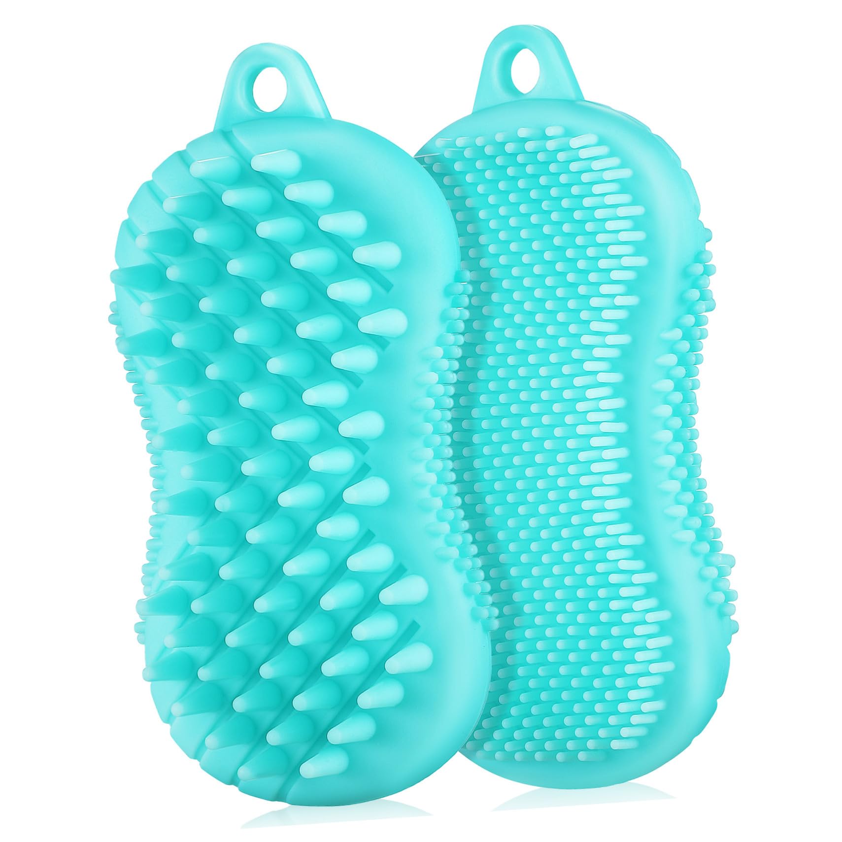 2 pezzi Spazzola Corpo in Silicone Massaggio Esfoliante Delicata per Doccia Uomo Donna Pulizia Corpo Ergonomica Antiscivolo con Setole Delicate Facile da Conservare e Asciugare