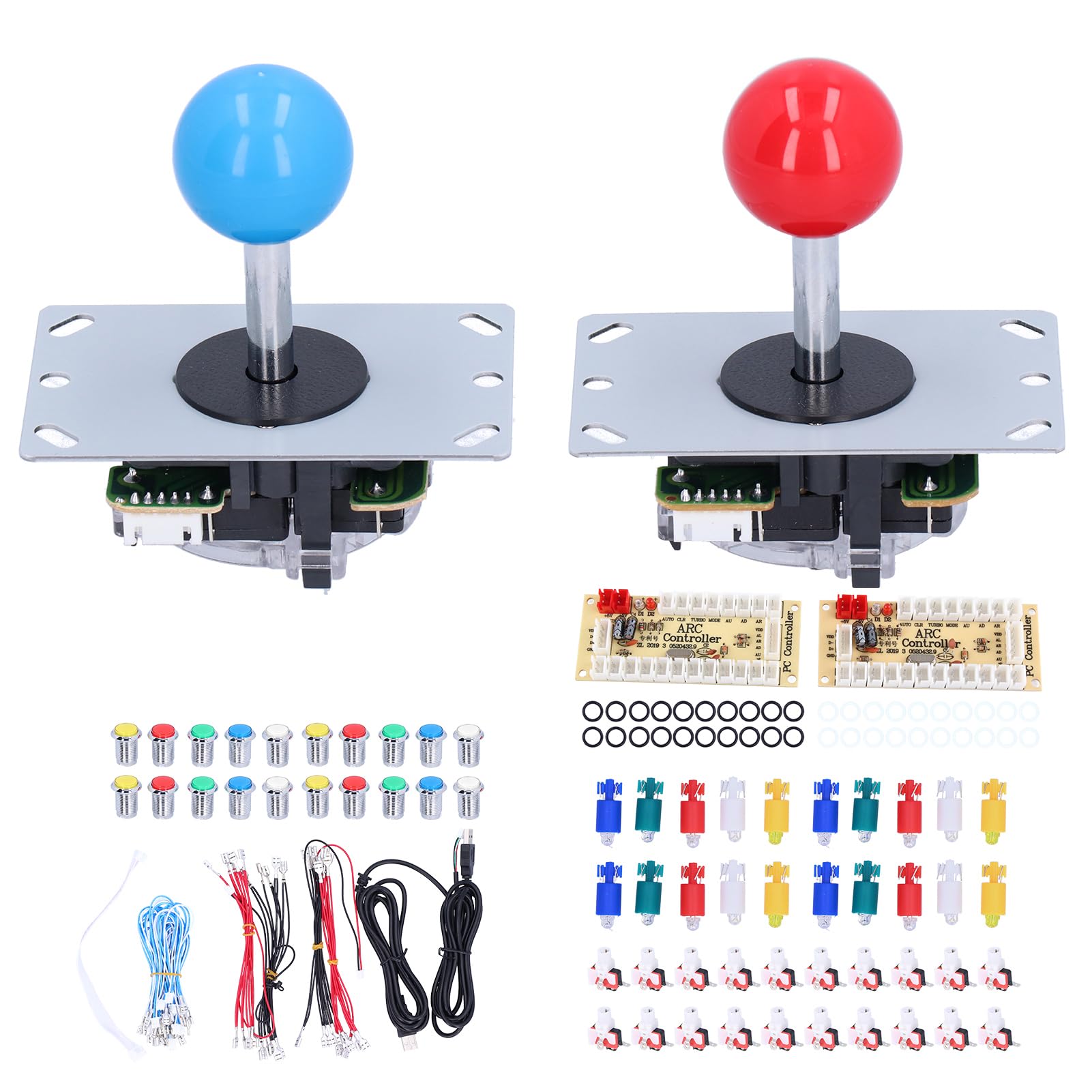 Przyciski LED do Gier Arkadowych Akcesoria do Joysticków do Gier Komputerowych 5 V, Wysokiej Jakości Zestaw Części do Arkadowych DIY do Systemu Bez Programowania, Zestaw Galwanicznych