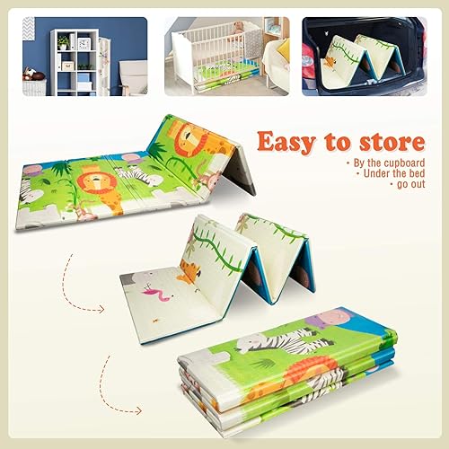 Miniatura 6 de UANLAUO - Alfombra de juego plegable para bebé, extra grande, impermeable, para actividades para bebés, niños pequeños, bebés, tiempo de juego y