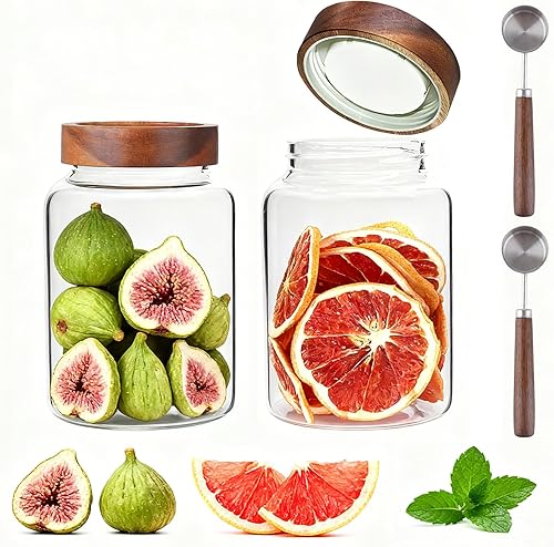 Miniatura 28 de Tarro de vidrio con tapa superior de rosca, tarros de vidrio de borosilicato de 37 onzas, recipientes de condimentos para cocina, recipientes