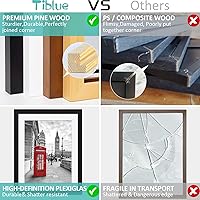 Vista 6 de Portarretratos de madera maciza negra de 11 x 14 pulgadas, enmarañado para mostrar fotos de 9 x 12 o 8 x 10 o 11 x 14 pulgadas, sin paspartú, marco