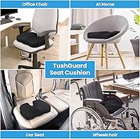 Vista 5 de TushGuard - Cojín para asiento de oficina/coche, almohadilla antideslizante para silla para aliviar el dolor de ciática, coxis y espalda, almohada