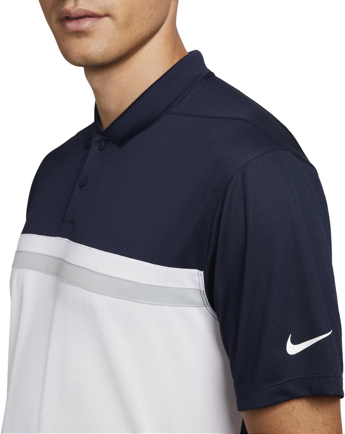 Nike Dri-FIT Victory Men's Golf Polo Shirt (US, Alpha, Small, Regular, Regular, Obsidian/White/Light Grey)