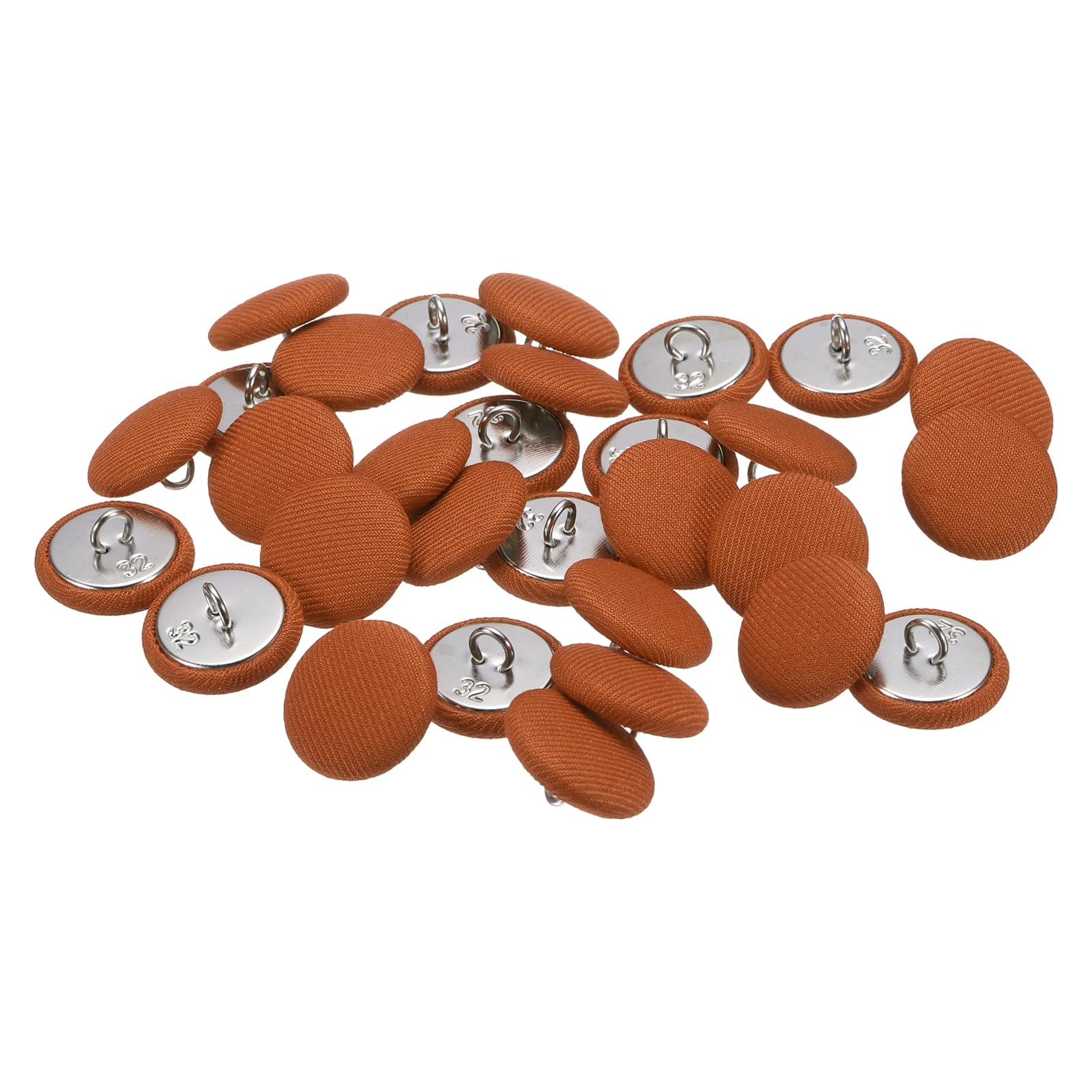 sourcing map 30pcs 32L Fabric Cloth Covered Button 20mm 4/5" Round Metal Shank Satin Sewing DIY Craft Buttons for Bridal Wedding Suits Dress Blouses Sweaters, Orange
